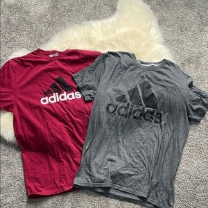 Adidas Black Logo T-Shirts in Red and Gray